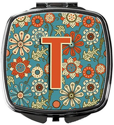 

Caroline's Treasures CJ2012-TSCM Letter T Flowers Retro Blue Compact Mirror