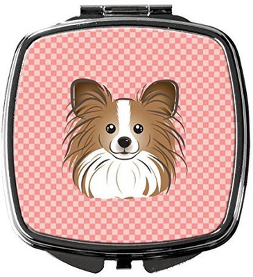 

Caroline's Treasures BB1248SCM Checkerboard Pink Papillon Compact Mirror
