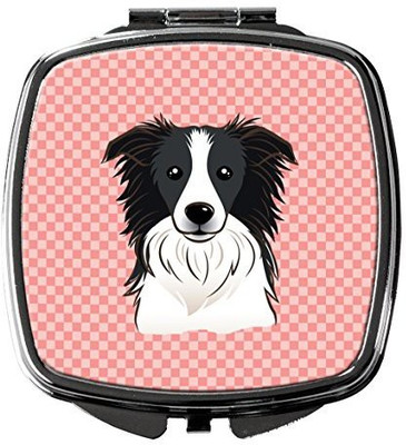 

Caroline's Treasures BB1241SCM Checkerboard Pink Border Collie Compact Mirror