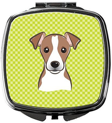 

Caroline's Treasures BB1322SCM Checkerboard Lime Green Jack Russell Terrier Compact Mirror