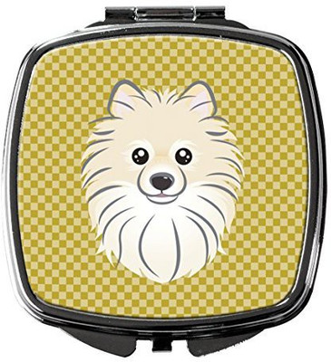 

Caroline's Treasures BB1135SCM Tan Checkered Pomeranian Compact Mirror