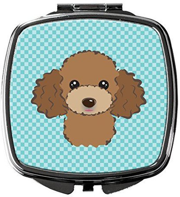 

Caroline's Treasures BB1194SCM Checkerboard Blue Chocolate Brown Poodle Compact Mirror