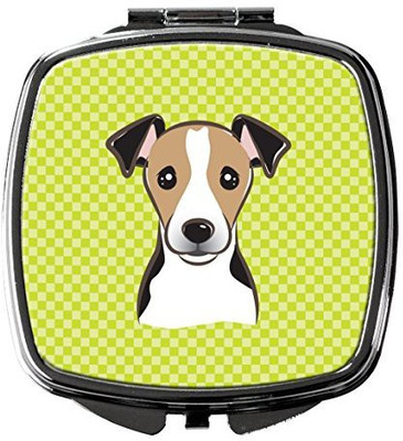

Caroline's Treasures BB1323SCM Checkerboard Lime Green Jack Russell Terrier Compact Mirror
