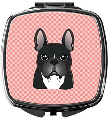 

Caroline's Treasures BB1227SCM Checkerboard Pink French Bulldog Compact Mirror