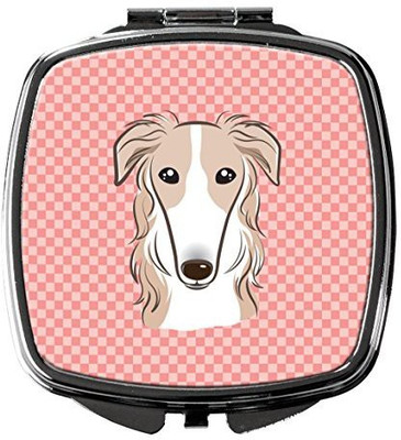 

Caroline's Treasures BB1228SCM Checkerboard Pink Borzoi Compact Mirror