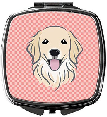 

Caroline's Treasures BB1205SCM Checkerboard Pink Golden Retriever Compact Mirror