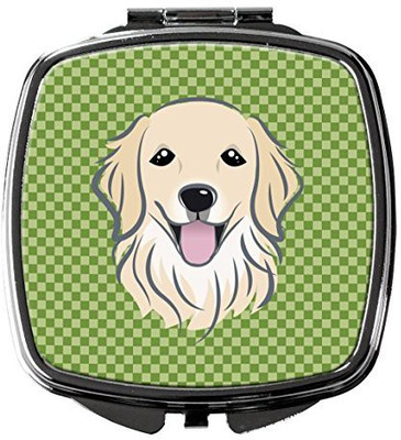 

Caroline's Treasures BB1137SCM Green Checkered Golden Retriever Compact Mirror