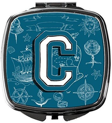 

Caroline's Treasures CJ2014-CSCM Letter C Sea Doodles Initial Alphabet Compact Mirror
