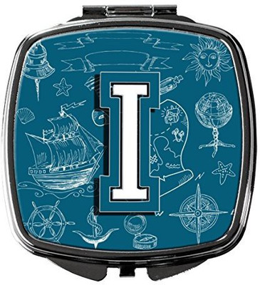 

Caroline's Treasures CJ2014-ISCM Letter I Sea Doodles Initial Alphabet Compact Mirror
