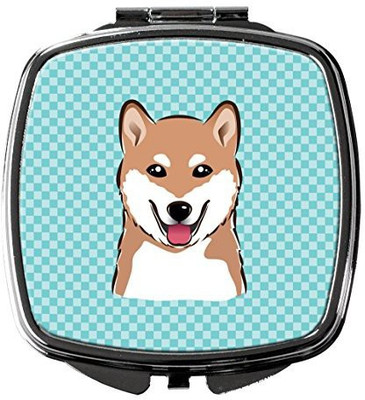 

Caroline's Treasures BB1163SCM Checkerboard Blue Shiba Inu Compact Mirror