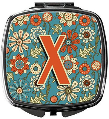 

Caroline's Treasures CJ2012-XSCM Letter X Flowers Retro Blue Compact Mirror