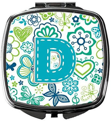 

Caroline's Treasures Letter D Flowers and Butterflies Teal Blue Compact Mirror