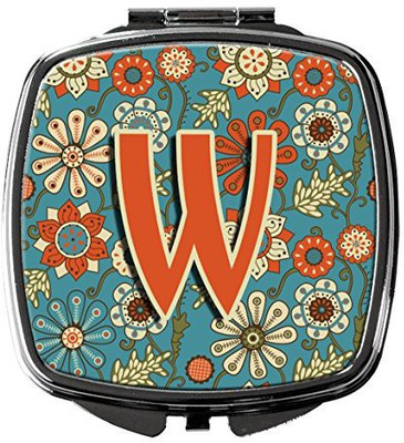 

Caroline's Treasures CJ2012-WSCM Letter W Flowers Retro Blue Compact Mirror