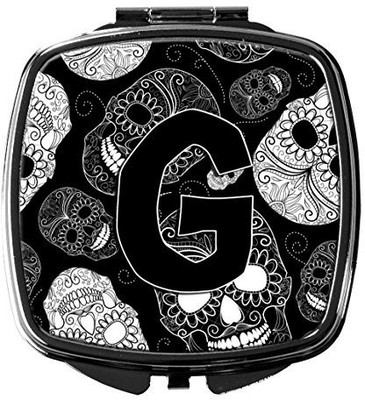 

Caroline's Treasures CJ2008-GSCM Letter G Day of the Dead Skulls Black Compact Mirror