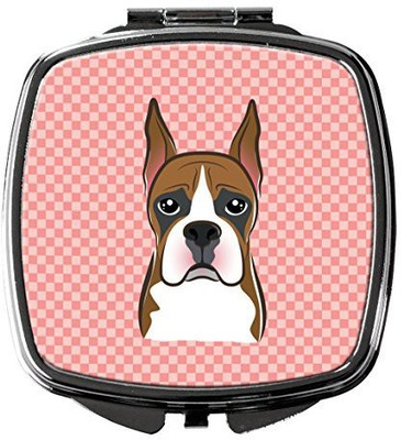 

Caroline's Treasures BB1223SCM Checkerboard Pink Boxer Compact Mirror