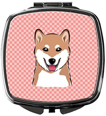 

Caroline's Treasures BB1225SCM Checkerboard Pink Shiba Inu Compact Mirror