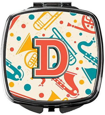 

Caroline's Treasures Letter D Retro Teal Orange Musical Instruments Initial Compact Mirror