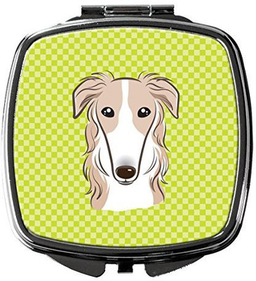 

Caroline's Treasures BB1290SCM Checkerboard Lime Green Borzoi Compact Mirror