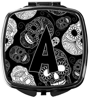 

Caroline's Treasures CJ2008-ASCM Letter A Day of the Dead Skulls Black Compact Mirror