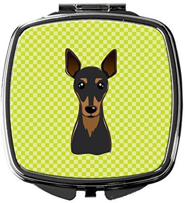 

Caroline's Treasures BB1302SCM Checkerboard Lime Green Min Pin Compact Mirror