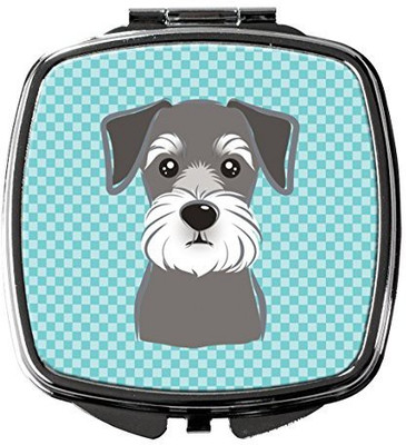 

Caroline's Treasures BB1136SCM Blue Checkered Schnauzer Compact Mirror
