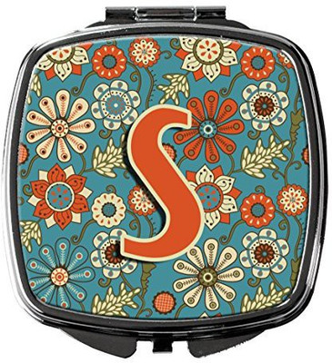 

Caroline's Treasures CJ2012-SSCM Letter S Flowers Retro Blue Compact Mirror
