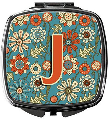 

Caroline's Treasures CJ2012-JSCM Letter J Flowers Retro Blue Compact Mirror