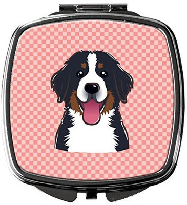 

Caroline's Treasures BB1237SCM Checkerboard Pink Bernese Mountain Dog Compact Mirror