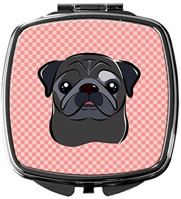 

Caroline's Treasures BB1263SCM Checkerboard Pink Black Pug Compact Mirror