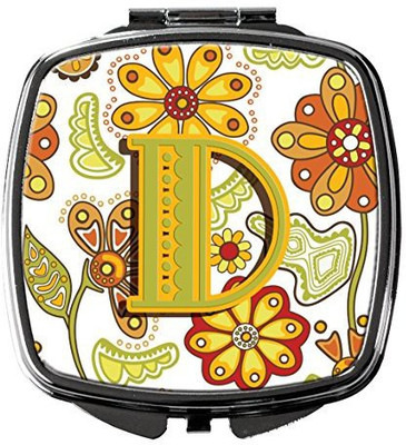 

Caroline's Treasures Letter D Floral Mustard and Green Compact Mirror