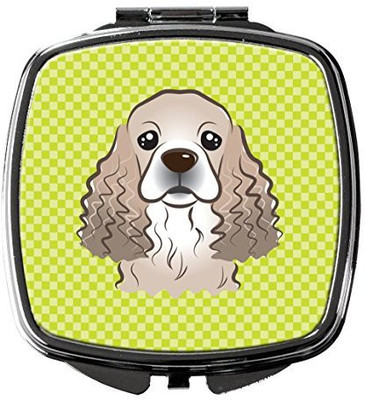 

Caroline's Treasures BB1278SCM Checkerboard Lime Green Cocker Spaniel Compact Mirror