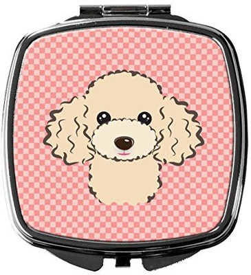 

Caroline's Treasures BB1258SCM Checkerboard Pink Buff Poodle Compact Mirror