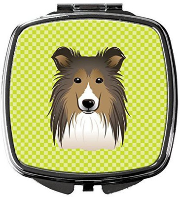 

Caroline's Treasures BB1304SCM Checkerboard Lime Green Sheltie Compact Mirror