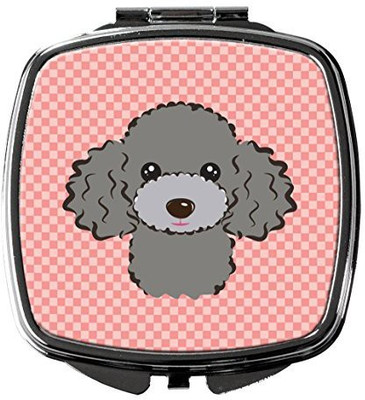 

Caroline's Treasures BB1259SCM Checkerboard Pink Silver Gray Poodle Compact Mirror