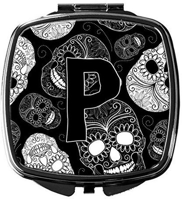 

Caroline's Treasures CJ2008-PSCM Letter P Day of the Dead Skulls Black Compact Mirror
