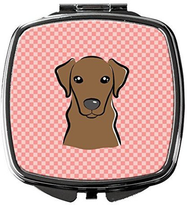 

Caroline's Treasures BB1234SCM Checkerboard Pink Chocolate Labrador Compact Mirror
