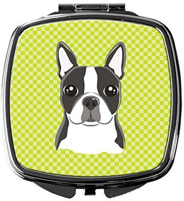 

Caroline's Treasures BB1139SCM Lime Checkered Boston Terrier Compact Mirror