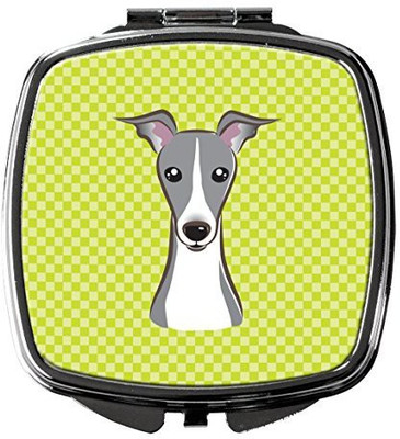 

Caroline's Treasures BB1298SCM Checkerboard Lime Green Italian Greyhound Compact Mirror