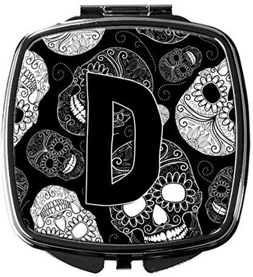 

Caroline's Treasures CJ2008-DSCM Letter D Day of the Dead Skulls Black Compact Mirror