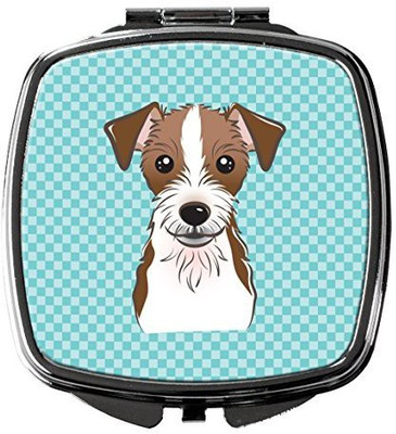 

Caroline's Treasures BB1140SCM Checkerboard Blue Jack Russell Terrier Compact Mirror