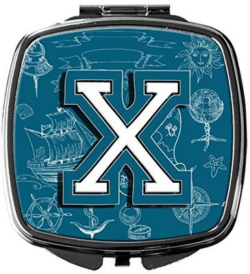 

Caroline's Treasures CJ2014-XSCM Letter X Sea Doodles Initial Alphabet Compact Mirror