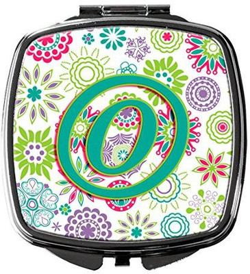 

Caroline's Treasures CJ2011-OSCM Letter O Flowers Pink Teal Green Initial Compact Mirror