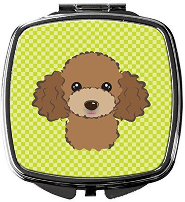 

Caroline's Treasures BB1318SCM Checkerboard Lime Green Chocolate Brown Poodle Compact Mirror