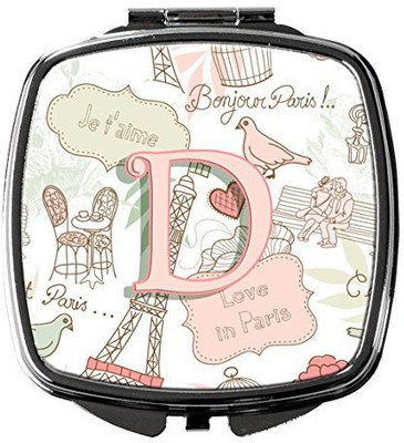 

Caroline's Treasures Letter D Love in Paris Pink Compact Mirror