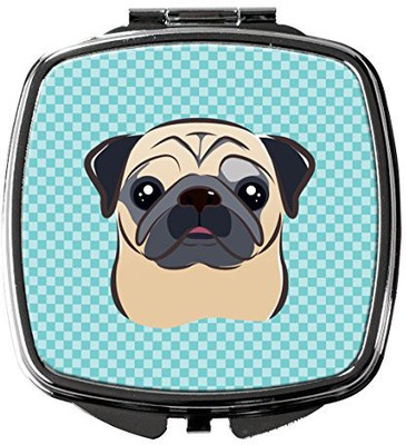 

Caroline's Treasures BB1200SCM Checkerboard Blue Fawn Pug Compact Mirror