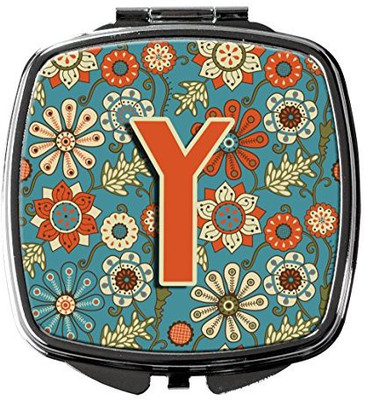 

Caroline's Treasures CJ2012-YSCM Letter Y Flowers Retro Blue Compact Mirror