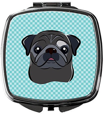 

Caroline's Treasures BB1201SCM Checkerboard Blue Black Pug Compact Mirror