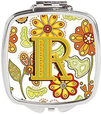 

Caroline's Treasures Letter R Floral Mustard and Green Compact Mirror