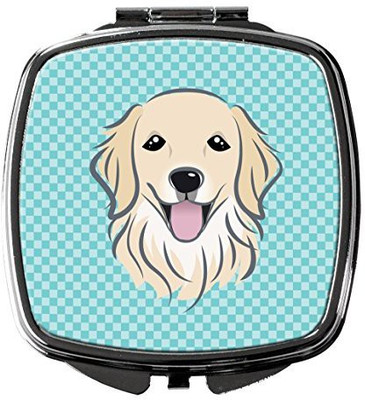 

Caroline's Treasures BB1143SCM Checkerboard Blue Golden Retriever Compact Mirror