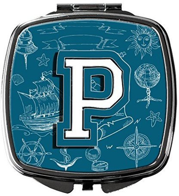 

Caroline's Treasures CJ2014-PSCM Letter P Sea Doodles Initial Alphabet Compact Mirror